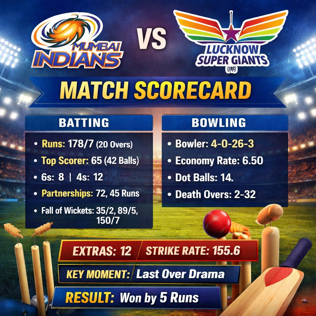mumbai indians vs lucknow super giants match scorecard